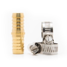 50-Pack Heavy-Duty 3/4-in. Brass Coupling with Stainless Steel Clamps (Hose Repair)