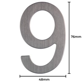 Stainless Steel House Number - Design Door Number - Height 76 mm - Sticker (9)