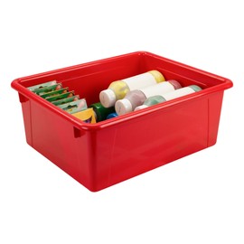 School Smart Sturdy Plastic Storage Tray, Multifunctional Design for Classroom, Home, and More, Letter Size, Red