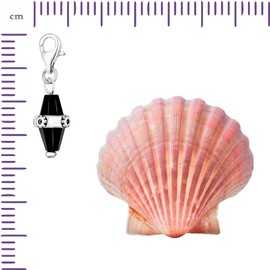 Quiges 925 Silver Charm Pendant Abstract Art with Lobster Clasp for Bracelets, Sterling Silver, Onyx