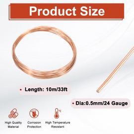 sourcing map 0.5mm/24 Gauge Copper Wires for Jewelry Making, 1 Roll Craft 10m Tarnish Resistant Beading Wires for Jewelry Making Supplies(Rose Gold)
