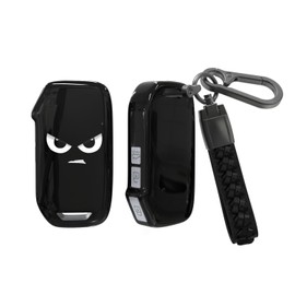 ACEBOY for Kia Key Fob Cover, Soft TPU Protective Case with Leather Keychain Compatible with 2018-2025 Soul Forte Telluride K5 Seltos NIRO Sportage Sorento Stinger Rio Cadenza(Black,3/5 Buttons)