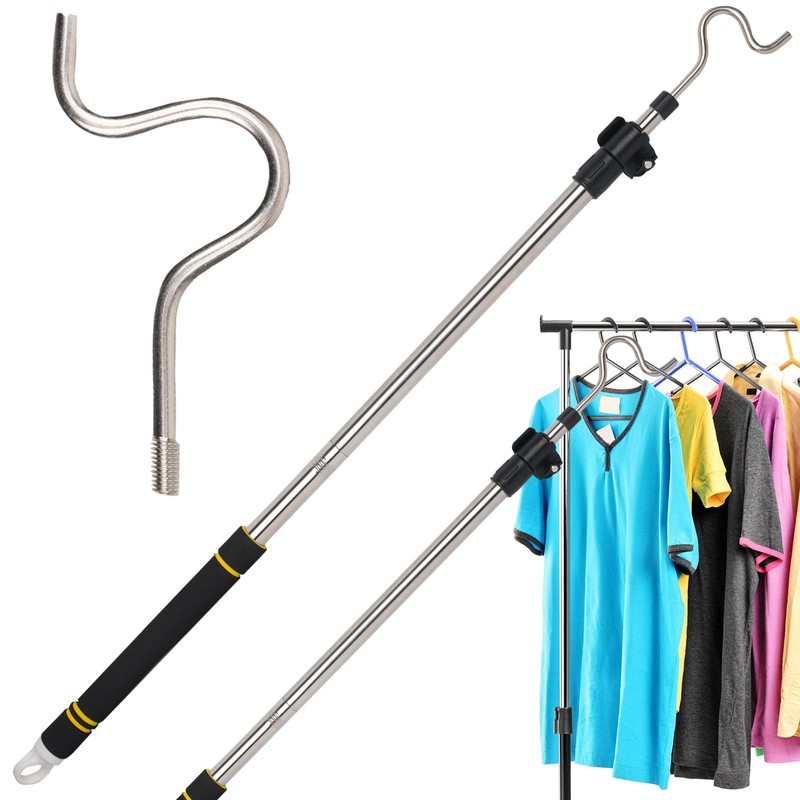 Frebuta Clothes Hook Pole Heavy Duty, 36" to 65" Long