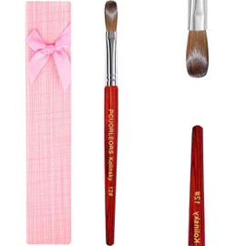 PCAORLEORS Acrylic Nail Brush with 100% Pure Kolinsky Marten Hair and Red Wooden Hand Round Professional Gel Brush for Acrylic Application, Size 8,10, 12, 14, 16 (Size 10)