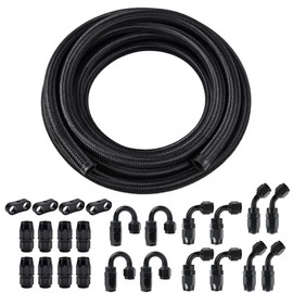 EVIL ENERGY 6AN Fuel Line Kit 33FT, 6AN Nylon Braided Fuel Line Hose with 24PCS Fittings Kit CPE Fuel Hose