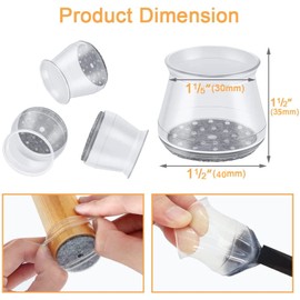 SUHOMMY Protector Patas Sillas, 32 Protección de Silicona para Muebles, Protectores de Silicona con Almohadillas de Fieltro, Protectores de Muebles Silicona Antideslizante para Patas de Muebles