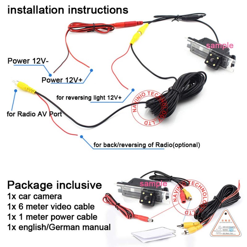 Night Vision Car Backup Camera, Waterproof Rear-view License Plate Light