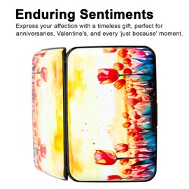 Kaabao Credit Card Holder, Metal Card Wallet RFID Blocking Mini Slim Aluminum Business Hard Card Case for Women Men (Tulip)