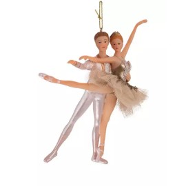 KURT ADLER HAND PAINTED 5.8" IVORY & GOLD BALLET COUPLE XMAS ORNAMENT TD1546