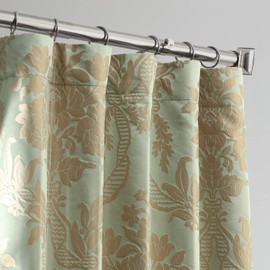 HPD Half Price Drapes Designer Damask Curtains For Room Decorations Faux Silk 50 X 84 (1 Panel), JQCH-201272-84, Jade & Gold