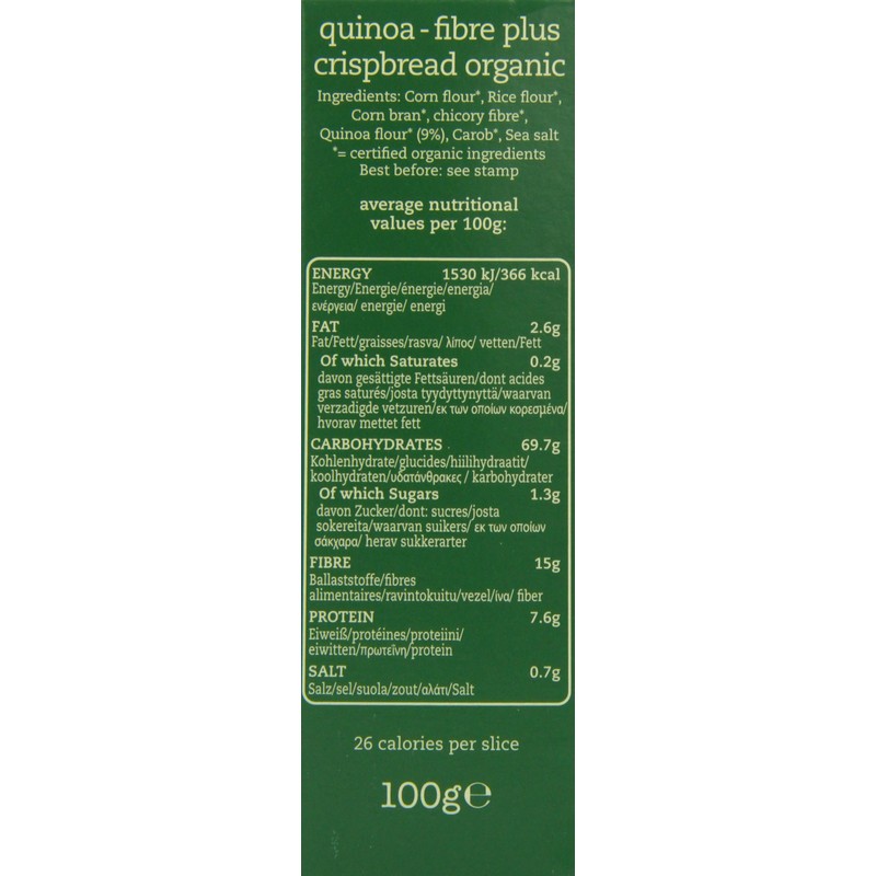 AMISA Organic Gluten Free Quiona Fibre Plus Crispbread 100g (PACK