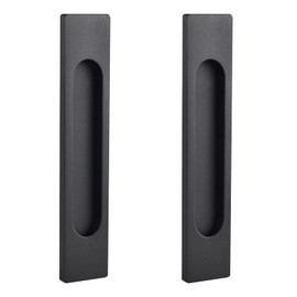 MOROBOR Self-Stick Rectangular Sliding Door Pulls, 2pcs Matte Black Aluminum Alloy Flush Pull Punch-Free Handle for Sliding Barn Door Windows Cabinets (Matte Black)
