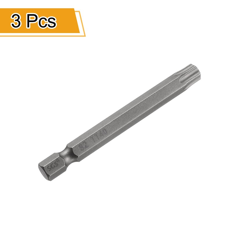 sourcing map 3pcs TT40 Security Torx Head Screwdriver Bit 2.56"