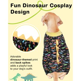 CuteBone Dinosaur Costume Dog Pajamas, Stretchy Spandex Crystal Velvet Sleepwear Coat for Small Dogs, Soft & Warm Pet Outfit Clothes for Cold Weather, Cozy Pullover Design COSP01XXL