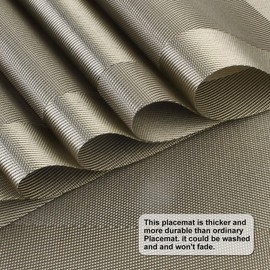DACHUI Placemats, Heat-Resistant Placemats Stain Resistant Anti-Skid Washable PVC Table Mats Woven Vinyl Placemats (6pcs, Coffee-Cross)