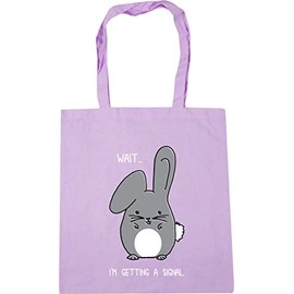 Hippowarehouse Wait I'm getting a signal bunny rabbit Tote Shopping Gym Beach Bag 42cm x38cm, 10 litres