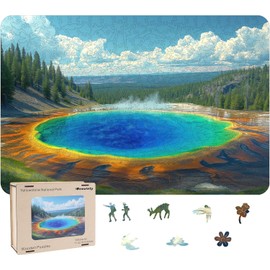 Reouinty Wooden Puzzle for Adults,Yellowstone National Park Wooden Jigsaw Puzzles(19.8 * 13.2in-500pcs), Beautiful Wooden Puzzle with Box Birthday Gifts for Adults and Kids Family Game …