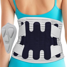 Soporte de espalda para dolor de espalda inferior, cinturón de apoyo lumbar para mujeres y hombres con almohadilla lumbar, soporte lumbar con correa  