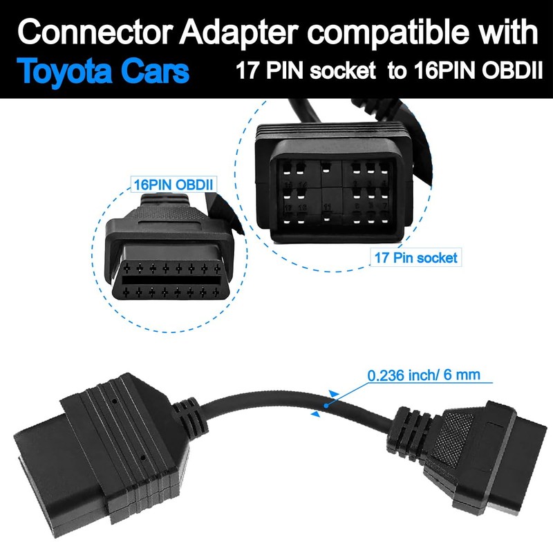 GOLITON 17 Pin to 16 Pin OBD OBDII Adapter Cable