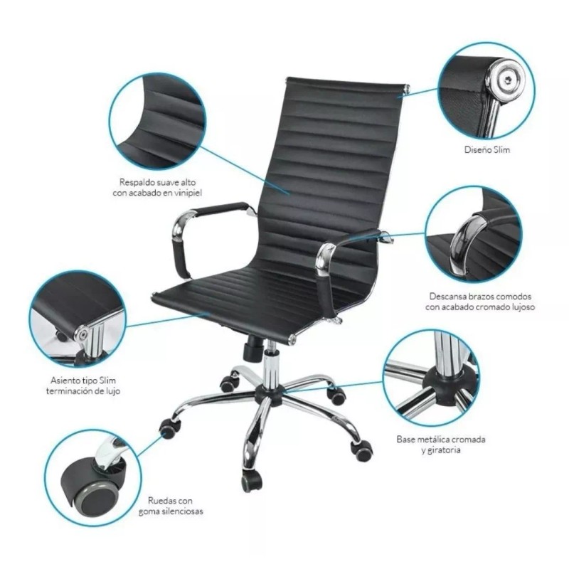 ZEM Silla Ejecutiva Oficina Metalica Reclinable Altura Silla Color Negro
