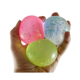 Set of 3 Glitter Sugar Balls - Syrup Molasses Glittery, Shimmery Thick Glue/Gel Stretch Ball - Ultra Squishy and Moldable Slow Rise Relaxing Sensory Fidget Stress Toy (Random Colors)