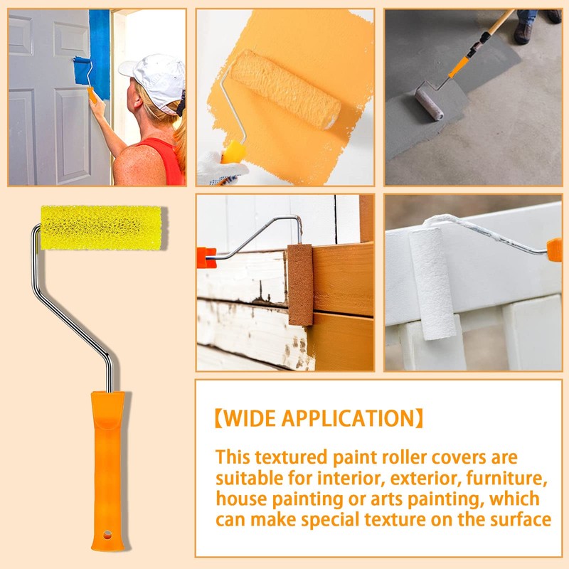 YLTOLOO 8 Pcs Textured Paint Roller Covers, 4 inch Small