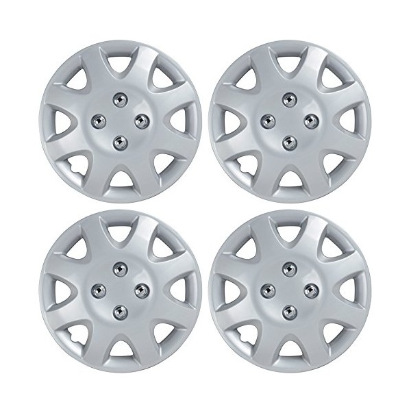 BDK KT-895- AMZKING Hubcaps Wheel,14" Silver Replica Cover, OEM Factory Replacement (4 Pieces)