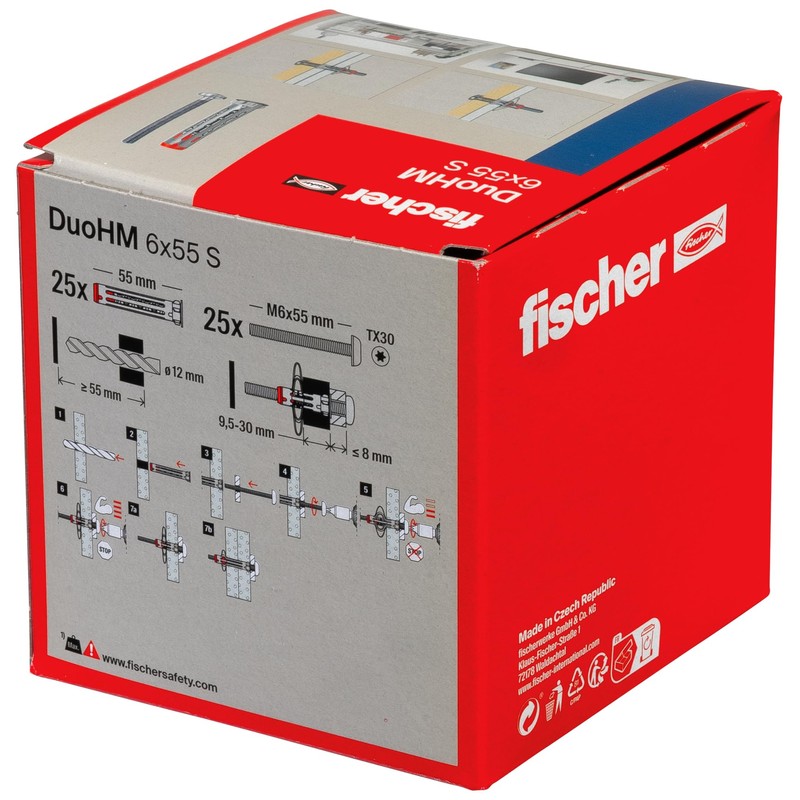 fischer DuoHM 6 x 55 S TX Cavity Dowels with