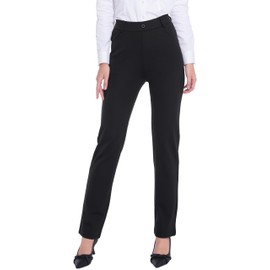 ZTN Women's Straight Leg Black Pants Dressy Casual Ladies Slacks Regular Fit Trousers for Yoga Office Business 2XL