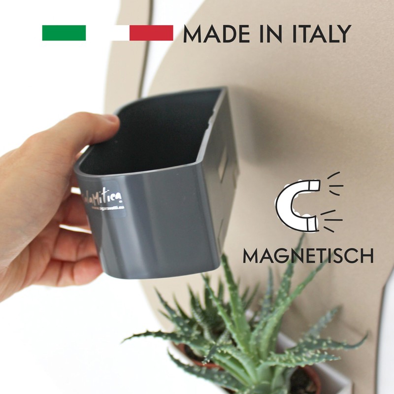 Sgaravatti 64016-104-001 Kalamitica magnetic planter, 12 cm, dark gray