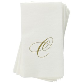 Entertaining with Caspari - Servilletas de papel de lino, C, Blanco perla, Box of 24, 1