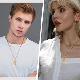 F Gold Letter Necklace Men Women Square Pendant Designer Rapper Chunky Gold Chain Necklace