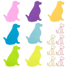 Ymapinc Dog Sticky Notes with Paper Clips, 210 Sheets Cartoon Animal Self-Stick Notes Index Tabs Cute Dog Shape Memo Pads Index Tabs for Reminders Office School and Home(7 Color)