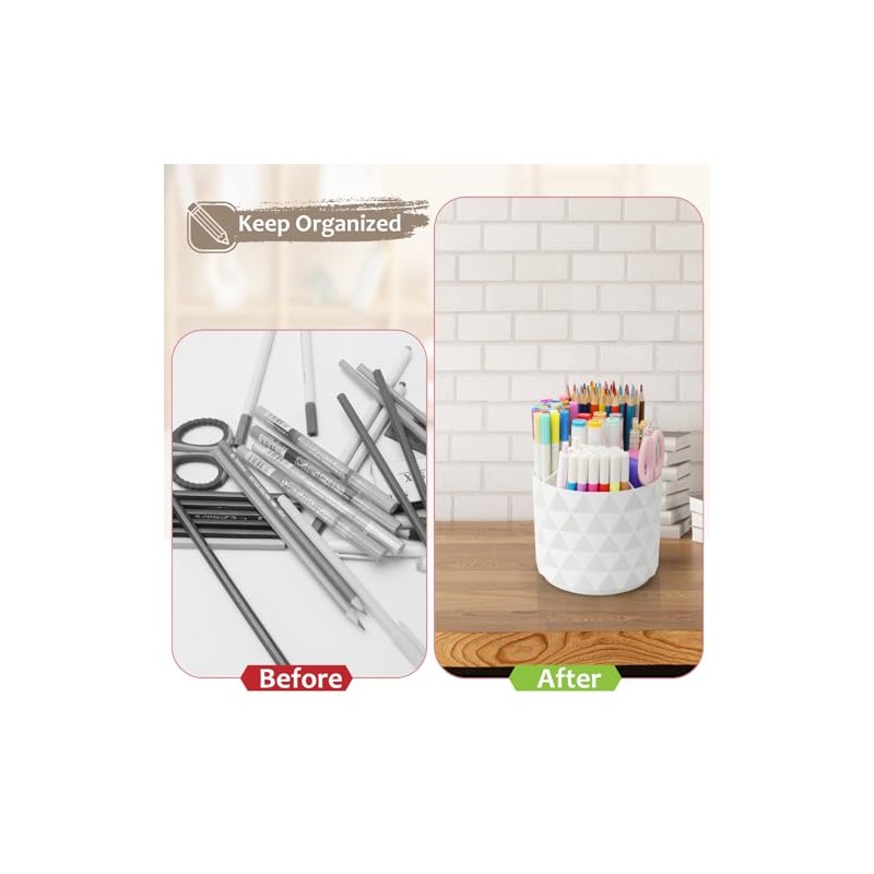 360-Degree Rotating Desk Organizer with Diamond Pattern