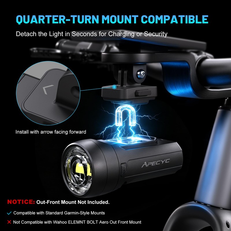 APECYC Bike Headlight, Rechargeable Smart Bike Lights with Wireless Remote