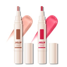 KYDA 2 Colors Jelly Lip Gloss, Ultra Soft Lip Brush Tip, High Shine Plumping Tined Lip Oil, Moisturizing Lip Gloss for Dry Lip Care, Lasting Glossy Lip Color, Tinted Lip Gloss, Set B