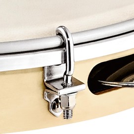 Meinl Percussion Traditional Wood Pandeiro - Frame Drum with Jingles - Diameter 10 Inches - Goat Skin Head - Poplar / Steel, Natural / Chrome Plated (PA10PW-M)