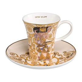 Goebel 67-011-62-1 Espressotasse mit Untertasse Gustav Klimt Die Erwartung aus Porzellan, Mehrfarbig, 0,1 l, 12 x 12 x 7,5 cm