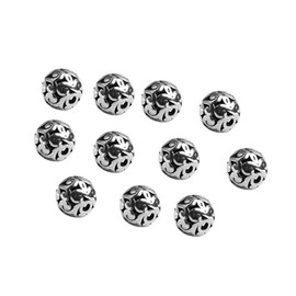 Wixine 20Pcs 12mm Tibetan Silver Carved Patterned Hollow Connector Round Spacer Charm Beads