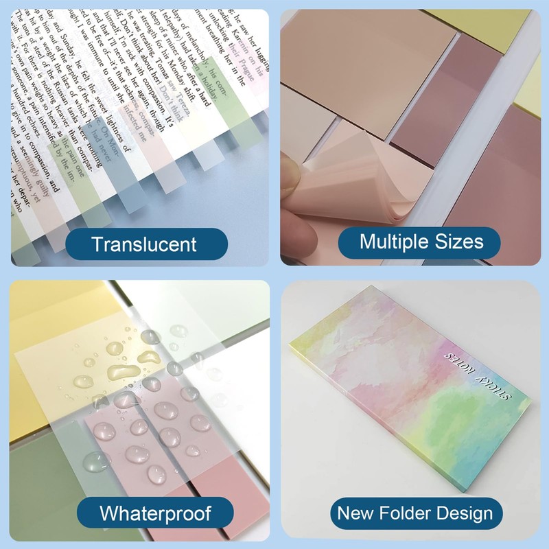 500 Transparent Sticky Notes Transparent Sticky Notes, Colourful Transparent Set