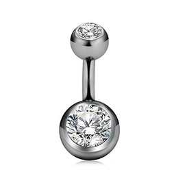 Cizme Titanium Belly Button Piercing 6 mm with Crystal 14G Short Piercing Navel Piercing, Titanium