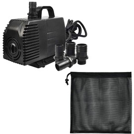 Simple Deluxe 1056GPH Submersible Water Pump 5 Threaded Nozzles and 17"x 17" Barrier Netting, Black Media Bag, Prevent Impurities from Entering It