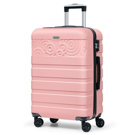 Krute Suitcases with Wheels, 24 Inch Checked Luggage with Spinner Wheels, Lightweight PC ABS TSA Lock Hard Shell Luggage Unique Patterns（Pink）