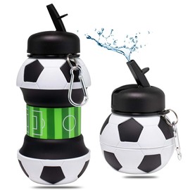 PLNVNVP Football Sports Bottle, Children's Sports Water Bottle, Foldable Water Bottle, Football for Hydration Backpack, Bicycle Sports, Sports Bottle (550 ml)