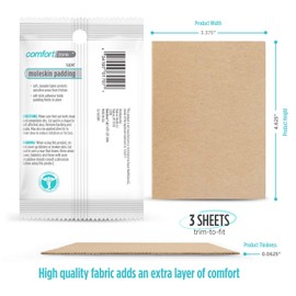 Comfort Zone Super Moleskin Padding for Feet, Protects Tender Areas of The Foot from Friction, Light Brown, Premium Moleskin Pads, 3 Count (Pack of 3)