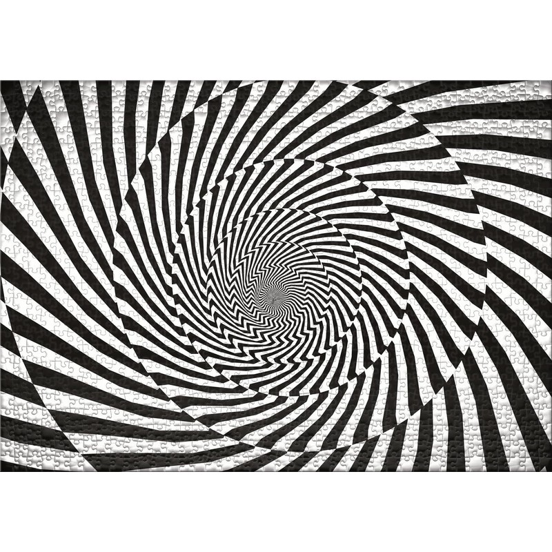 Impossible Puzzle 1000 Pieces Twisted Spiral Pattern Black and White