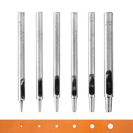WUTA SPC Hole Punch Set, Round Steel Hollow Punch Cutting Tool, Hole Punch Set for Leather, Watch Strap (1 + 1.5 + 2 + 3 + 4 + 5 mm)