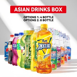 Asian Snack and Beverage  Snack box bundled with drinks - Specification: 4 Full-sized ltems