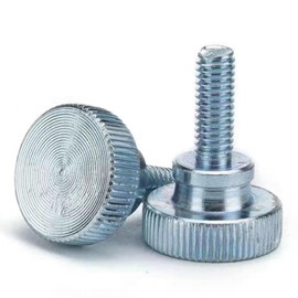 M4-0.7 x 5mm Znic Plated Flat Knurled Head Fully Threaded Thumb Screws Bolts Fastener,Threaded Knurled Grip Knobs Thumb Screw,Vesa Screws, Monitor Mount Screws for TV and Monitor Mount,10 Pcs