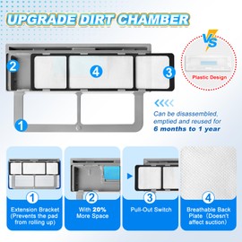 KEEPOW Reusable Mop Replacement Pads Compatible with Shark Vac Mop VM252 VM200 VC205 VM250 VM190 VM200P12, Vacuum Mop Pads Refills for Hardwood Floor with Upgraded Dirt Chamber, Blue, 2+1+1 Pack